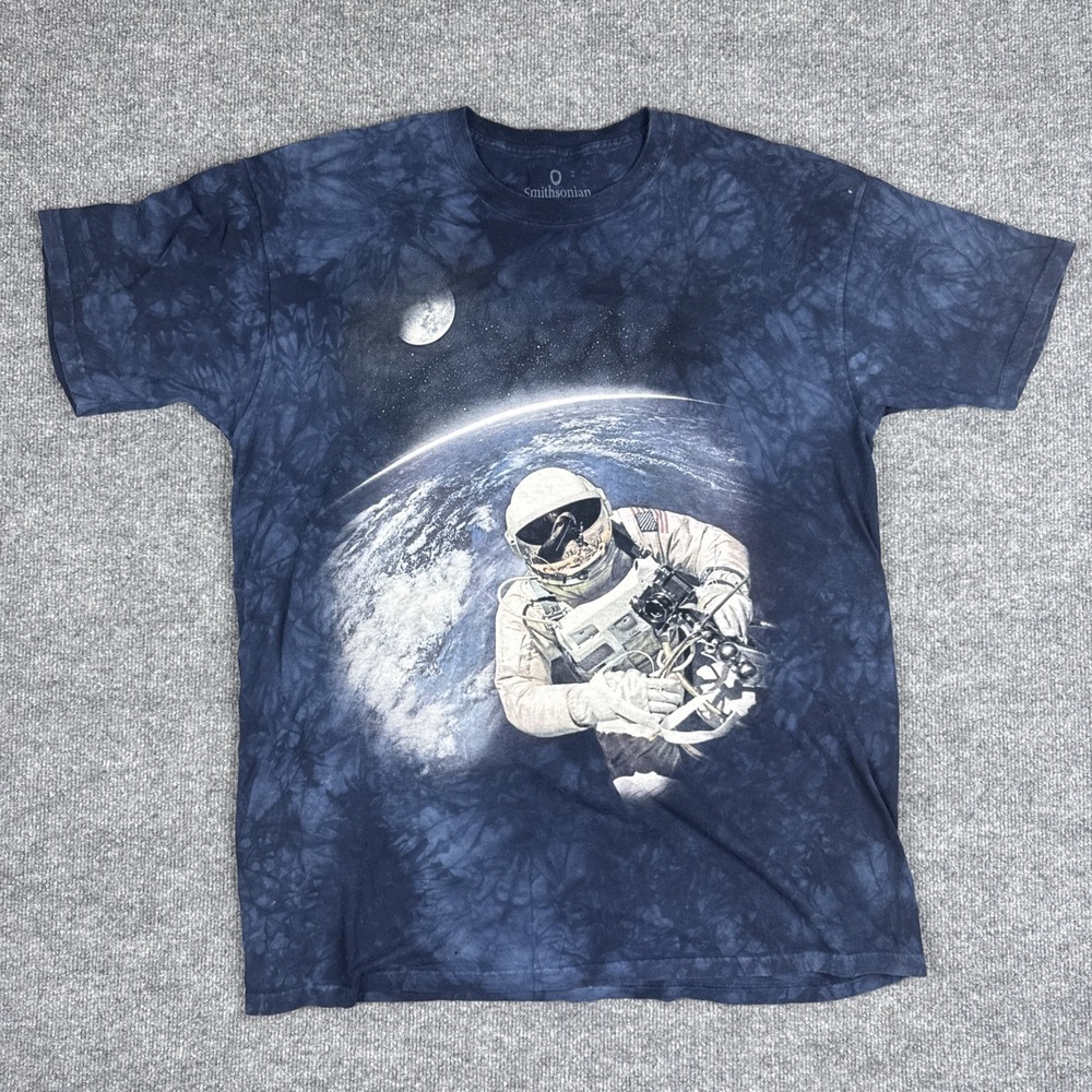 Smithsonian Space Walk T-Shirt Astronaut Adult XL Short Sleeve Blue Tie Dye USA